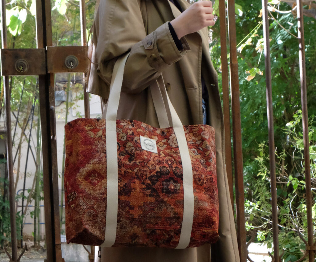 Grand cabas en tissu d'ameublement - FAIT MAIN en FRANCE - tissu jacquard tapisserie
