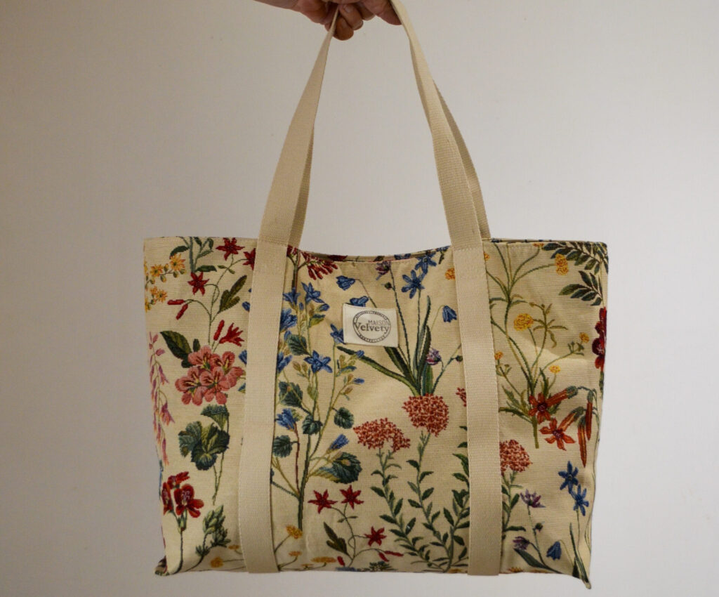 Grand cabas en tissu d'ameublement - FAIT MAIN en FRANCE - tissu jacquard