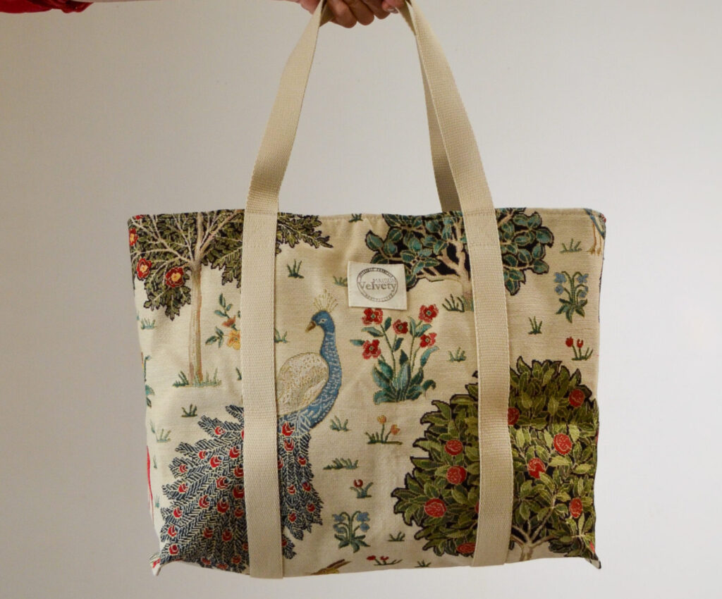 Grand cabas en tissu d'ameublement - FAIT MAIN en FRANCE - tissu jacquard tapisserie