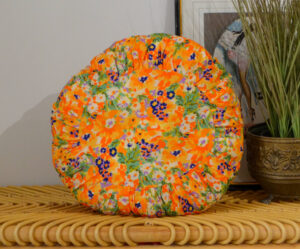 Coussin rond 40cm - FAIT MAIN en FRANCE - viscose à motif plissé