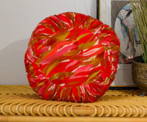 Coussin rond 40cm - FAIT MAIN en FRANCE - viscose à motif plissé