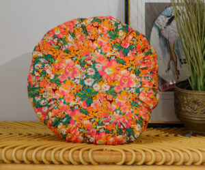 Coussin rond 40cm - FAIT MAIN en FRANCE - viscose à motif plissé
