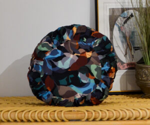 Coussin rond 40cm - FAIT MAIN en FRANCE - viscose à motif plissé