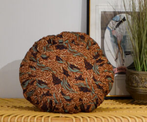 Coussin rond 40cm - FAIT MAIN en FRANCE - viscose à motif plissé