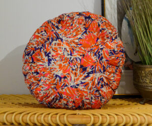 Coussin rond 40cm - FAIT MAIN en FRANCE - viscose à motif plissé